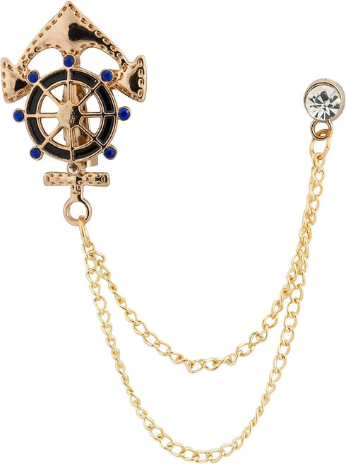 Knighthood Anchor Rudder Ships Wheel Nautical Lapel Pin Badge Coat Suit Collar Accessories Brooch for Men...