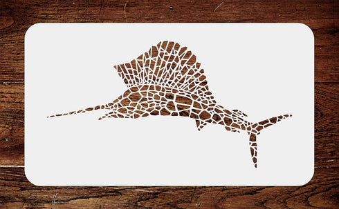 Marlin Stencil, 11.5 x 6 inch (M) - Mosaic Fish Sailfish Wall Stencils for Painting Template...
