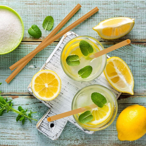 100pcs Sugarcane Straws, 8 Inch Sturdy Biodegradable Plastic Free Eco-Friendly Compostable Smoothie Drinking Straws for Home Restaurant Beach Part...