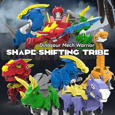 5-in-1 Robot Dinosaur Toys Set: Large Transforming Robot Take Apart Kit with 5 Dinosaur Action Figures - Triceratops Deformation Toys for Kids Age...