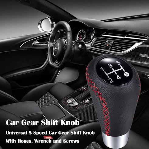 HiSport Gear Shifter Knobs 5 Speed Manual Stick Shift Handle Leather Car Shift Knob with 3 Adapters of Manual Gear Shift Knob for Manual Car Manua...