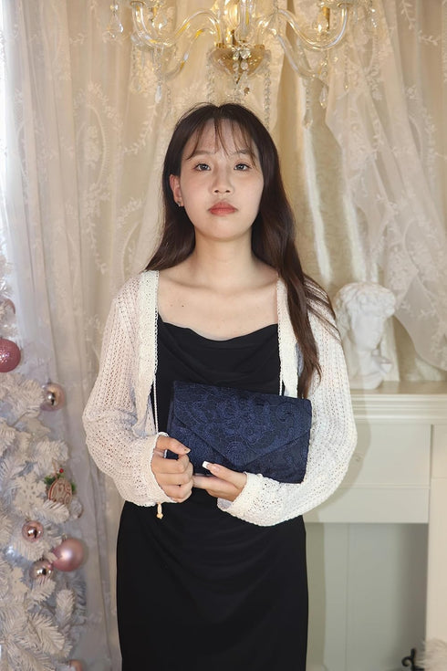 Women Lace Evening Clutch Purse Floral Envelope Handbag Elegant Prom Wedding Party Bag...