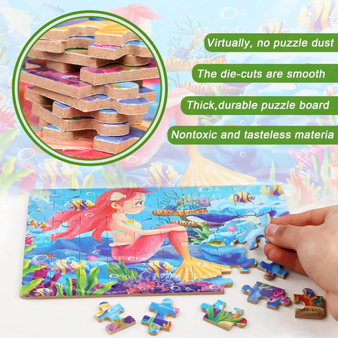 LELEMON Puzzles for Kids Ages 4-8, 60 Piece Puzzles for Kids Ages 3-5 in a Metal Box,Educational Puzzle Games Kids Puzzles, Childrens Puzzles Jigs...