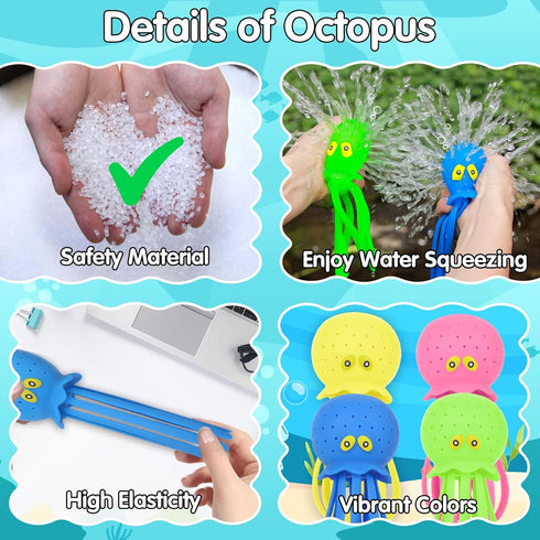 Octopus Water Pool Toys for Toddlers Water Bombs Splash Balls for Kids Summer Bath Swimming (Octopus4PCS)...
