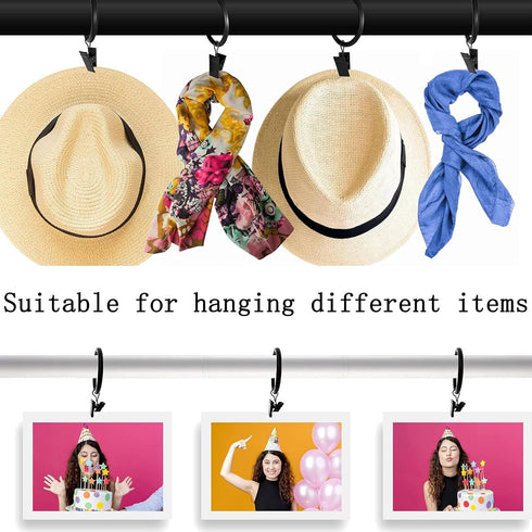 16 Pack Curtain Rings with Clips, Window Clip Rings Curtain Hooks Hangers Clip Rings for Hanging Drapery Drapes Bows, Mini 1 Inch Diameter, Fits u...