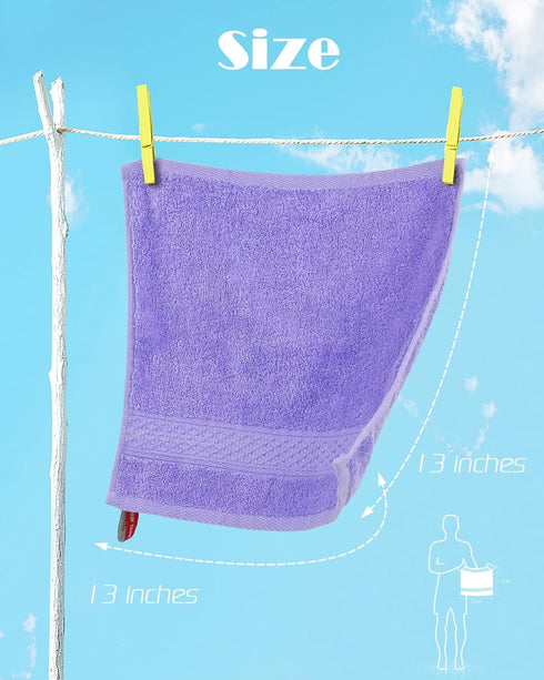 Cleanbear Wash Cloths Cotton Facecloths, Large Face Cloths 6 Ultra-Soft Washcloths for Bathroom and Guestroom, Fade-Resistant Face Towels 13 by 13...
