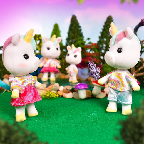 Sunny Days Entertainment Honey Bee Acres Rainbow Ridge Daydreamers Unicorn Family – 4 Miniature Flocked Dolls | Small Fantasy Collectible Figures ...