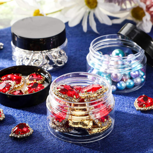 SATINIOR 6 Pack 1 oz Plastic Jars Containers with Lids Wide Mouth Refillable Leakproof Reusable Round Empty Jars for Travel Cosmetic Dry Food Spic...