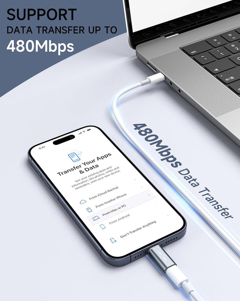 Lightning Female to USB-C Male Adapter & USB-C Female to Lightning Male Adapter (4 Pack) for iPhone Series and More Lightning & USB-C Devices,Supp...