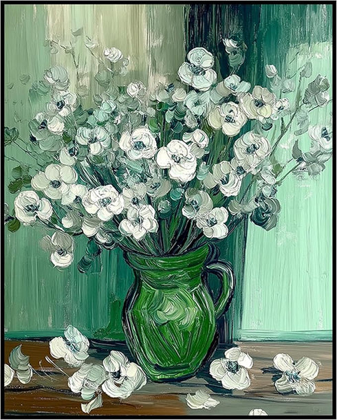 Posterizer 1 pcs-retro inspired oil painting style-delicate flowers in a vase 3-Floral & Botanical Art-Vintage Art-Gift for Art Lovers- unframed w...