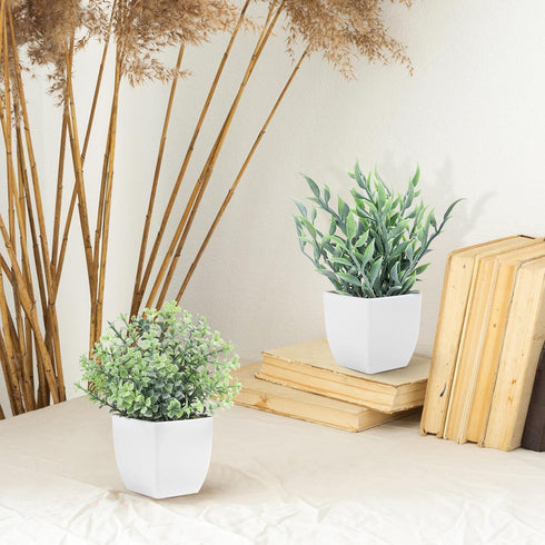 Der Rose 2 Pack Small Fake Plants Artificial Greenery Eucalyptus Plants in Pots for Bedroom Living Room Decor...