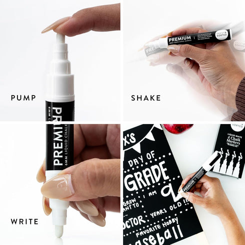 White Liquid Chalk Markers Erasable - 4PK 6mm Fine Tip Chalk Markers Chalk Pens - Chalkboard Markers Bistro Chalk Marker Glass Window Markers - Gl...