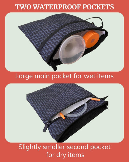 Wet Dry Bag - Waterproof Wet Bag for Travel, Wetbag for Swimsuit, Diaper, Clothes, Period Underwear - Breast Pump Parts Organizer - Zippered Pouch...