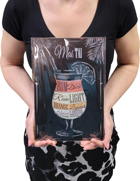 8" x 12" Popular Cocktails and Drink Bar Mix Recipes Menu for Bartenders on Metal Tin Sign Wall Decor Plaque Poster (MAI TAI)...