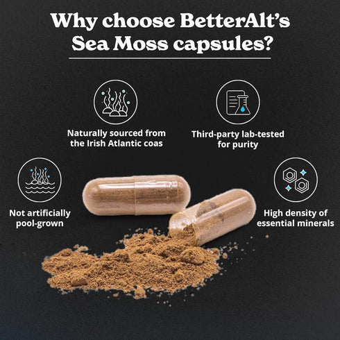 Sea Moss Capsules- Irish Sea Moss with Black Seed Oil, Ashwagandha & Black Pepper for Stamina, Strength & Endurance- High Potency Sea Moss Supplem...