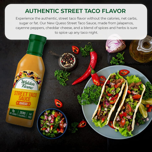 Walden Farms Queso Street Taco Sauce 12 oz. (2 Pack) Bottle - Creamy and Flavorful, Vegan, Paleo and Keto Friendly, Non-Dairy Milk Substitute - Pe...
