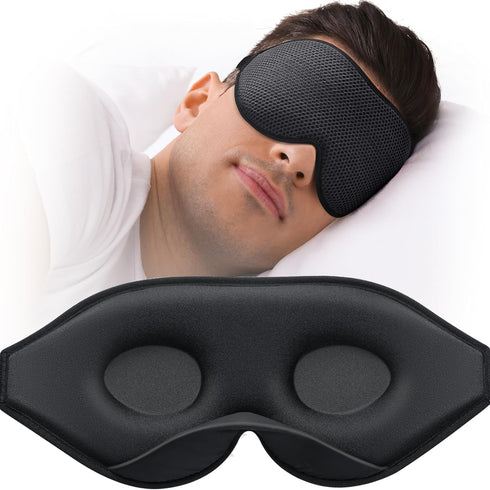Sleep Mask, Eye Mask for Sleeping, Women Men Side Sleeper, 3D Contoured Cup No Eye Pressure 100% Blocking Light Sleeping Mask with Adjustable Stra...