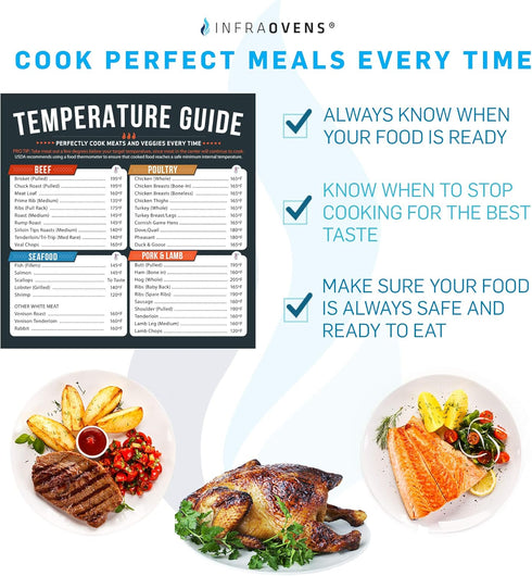 Toaster Oven Cheat Sheet Cooking Times Chart Magnet Accessories, Baking & Grilling Cookbooks, Food Temperature Guide Compatible with Breville, Cui...