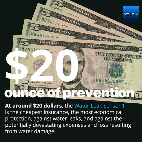 YoLink Water Leak Detector 4 with 105dB Audio Alarm, Freeze Warning, App Push, Email Alerts and Limited Text - Smart Water Sensor Alarm w/ Alexa, ...