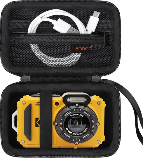 Canboc Carrying Travel Case for KODAK PIXPRO WPZ2 Rugged Waterproof Digital Camera, Underwater Photography Camera Bag, Zipper Mesh Pocket fits USB...