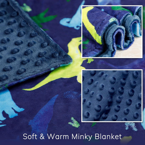 Super Soft Fleece Dinosaur Toddler Blanket with Dotted Backing, Multicolor Printed...