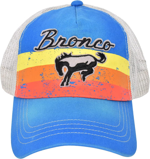 Ford Bronco Embroidered Logo Washed Cotton Adjustable Trucker Hat with Curved Brim, Royal Blue, One Size...