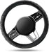 PIC AUTO Massage Steering Wheel Cover, Breathable Black Football Pattern Material Spliced Leather Car Wheel Protector, Car Interior Accessories, U...
