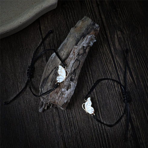 Caiyao 2Pcs Butterfly Friendship Braide Rope Bracelet Set with Card Adjustable Animal Bracelet for Women Best Friend Long Distance Matching Jewelr...