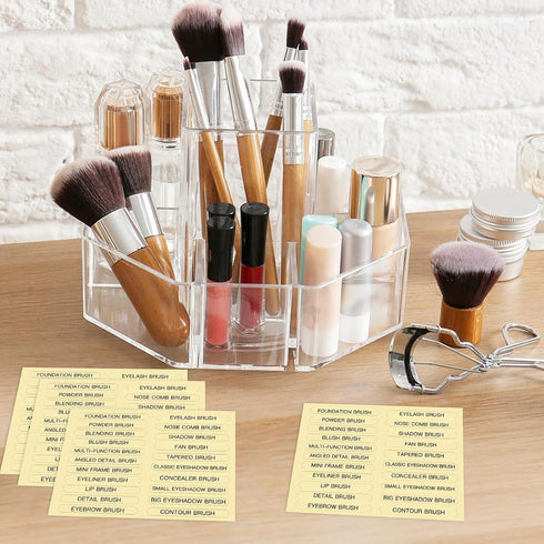 210 PCS Makeup Brush Label Stickers,Waterproof Brush Name Labels,Self-adhesive Foundation Brushes Labels for Beauty Salon and Personal Use(Clear,1...