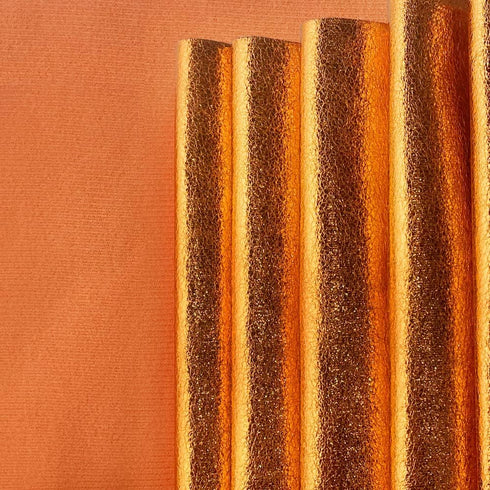 Metallic Orange Leatherette Fabric 1.5ft x 4.5ft Sparkle Faux Leather Crafting Soft Faux Leather Fabric for Apparel Party Decoration...
