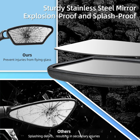 ROCKBROS 2024 Bike Mirror HD Blast-Resistant Bike Mirror Handlebar Mount 360 Degree Adjustable Ebike Mirror Rotatable Bicycle Mirror Easy to Insta...