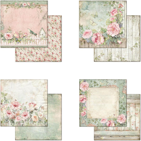 STAMPERIA INTERNATIONAL, KFT Scrapbooks Paper Pad 8X8 10PK HOUSE ROSE, 20.3 x 20.3 (8'' x 8''), Multicoloured...