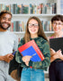 SUNEE 5 Subject Notebook College Ruled - 300 Pages, 8.2"x10.8", 5 Pocket Colored Dividers, 3-Hole Punched Paper, Black...