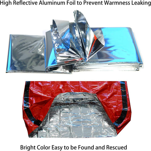 2 Pack Emergency Sleeping Bags Survival Bivvy Sack + 4 Pack Thermal Emergency Blankets Lightweight Portable Survival Gear for Outdoor...