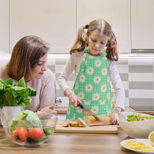 BeeGreen Kids Cooking Aprons w Adjustable Strap Kitchen Aprons w Front Pocket for Kids Toddler Painting Baking Artist...