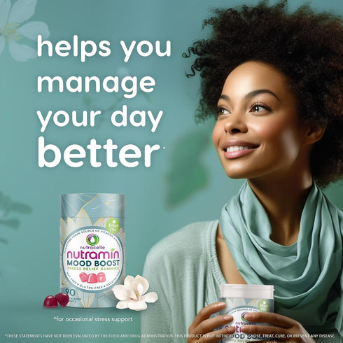 Nutracelle NUTRAMIN Mood Boost Multivitamin Gummy - Delicious & Yummy Anti-Stress Magnesium Ashwagandha Gummies + B Complex Vitamins - Sugar-Free,...