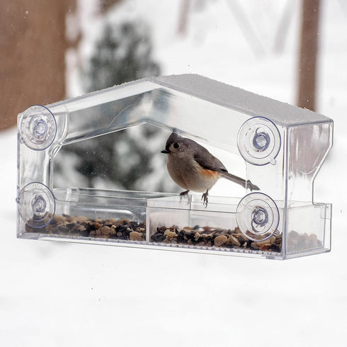 Perky-Pet 347 Clear Outdoor Window Bird Feeder with Strong Suction Cups – 1 Lb Seed Capacity...