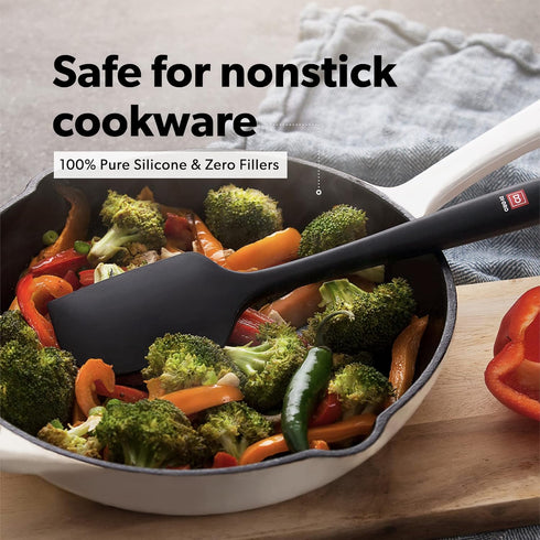 New DI ORO Seamless Series 2-Piece Silicone Pro XL Spoonula & Spatula Set - 600°F Heat-Resistant Nonstick Rubber Commercial Grade Kitchen Cooking ...