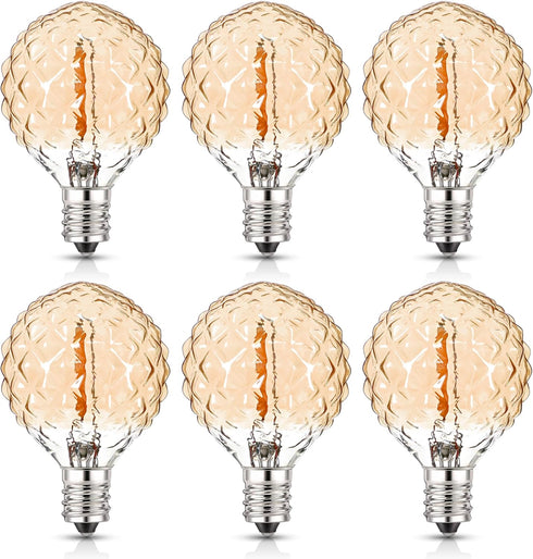 Low Light Bulbs Warm Light,G40 Amber led bulb,1 Watt Equivalent to 10W,50LM,2200K Ultra White,E12 LED Globe Bulbs decorative light Indoor Outdoor ...