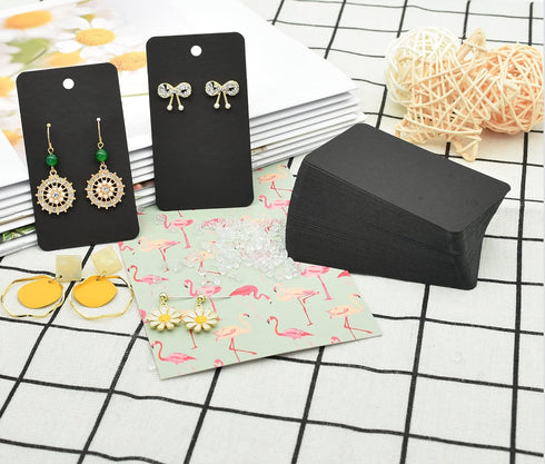 Twavang Earring Card Holder Set, 100Pcs Kraft Paper Earring Display Cards, 100 Pairs Clear Earring Backs with 100Pcs Self Adhesive Bags for Earrin...