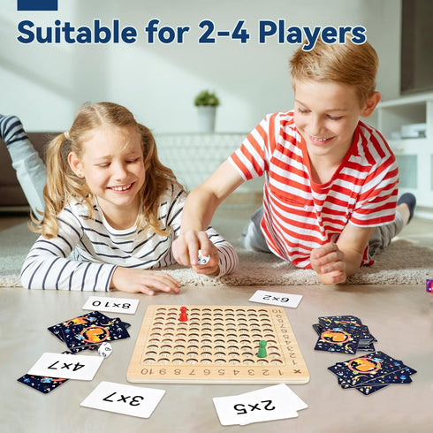 BAKAM Wooden Multiplication Board Math Game for Kids 8-12, Math Manipulatives Set with 100PCS Flash Cards for Kids 6-8 Years Old, Montessori Count...