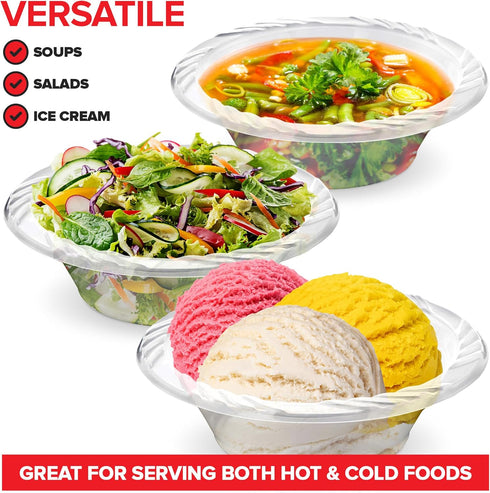 40 Pack 12 oz Elegant Clear Plastic Bowls for Parties Small Disposable Bowl for Fancy Dinner or Cocktail Party, Soup and Salad, Thick and Sturdy...