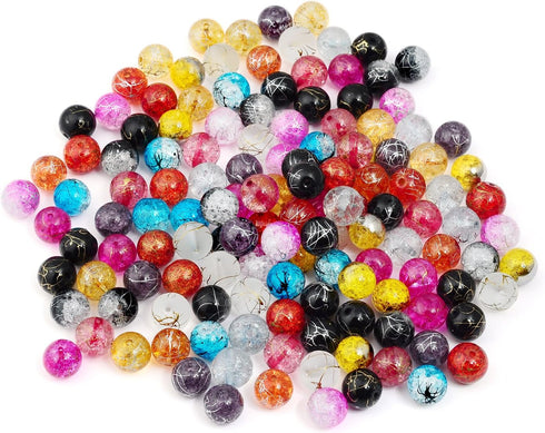 RUBYCA Assorted Mixed Round Druk Crackle Czech Crystal Glass Beads for Jewelry Making (8mm, 100pcs)...