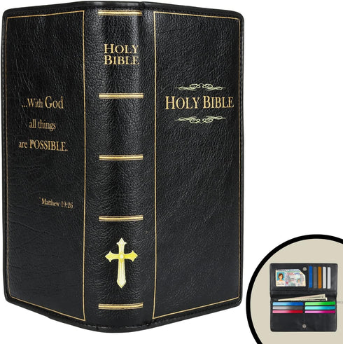Bible Wallet | Vinyl Holy Bible Wallet | Bible Verse Faux Leather Wallet | Zipper Wallet | Checkbook Wallet Easter Gifts | Ressurection Sunday Gif...