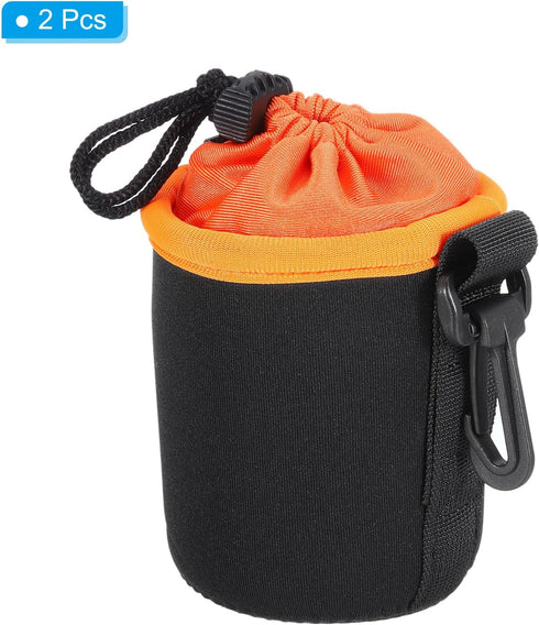 PATIKIL Camera Lens Bag, 2 Pcs 3.1" IDx3.9 H Drawstring Lens Pouch with Thick Protective Neoprene, Lens Case for DSLR Camera Lens, Water Coffee Cu...