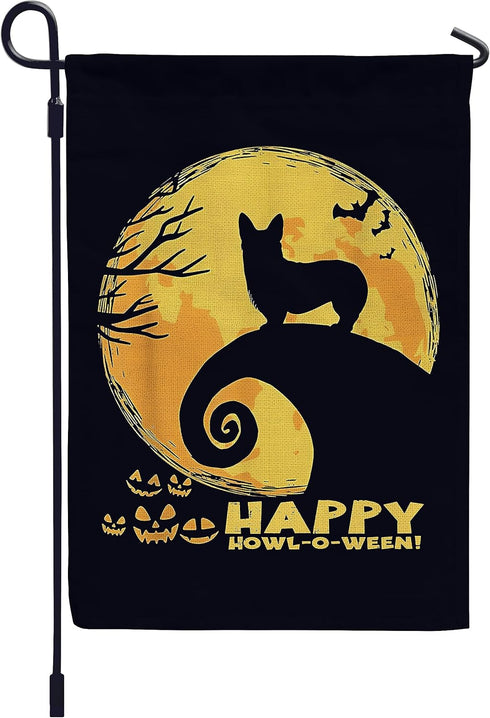 Halloween Garden Flags, Halloween Decorations, Halloween Gifts, Garden Flags 12x18 Double Sided, Happy Halloween Dog Yard Flag, Corgi Gifts for Co...