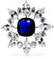 Victorian Vintage Opens Royal Blue Square Stone Domed Burst Flower Brooch Pin Elegant Jewelry...