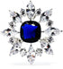 Victorian Vintage Opens Royal Blue Square Stone Domed Burst Flower Brooch Pin Elegant Jewelry...