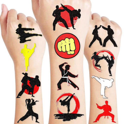 100PCS Karate Ninja Temporary Tattoos Stickers Martial Arts Birthday Party Favors Decorations Supplies Cool Taekwondo Japan Sports Tattoo Sticker ...