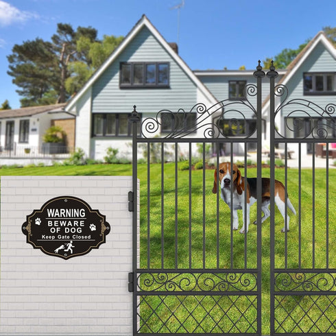Beware of Dog Sign, 2 Pack Beware of Dog Signs for Fence, 10.6x7.7 Inch Rust Free Aluminum Metal Sign, Fade Resistance, UV Protected, Indoor/Outdo...